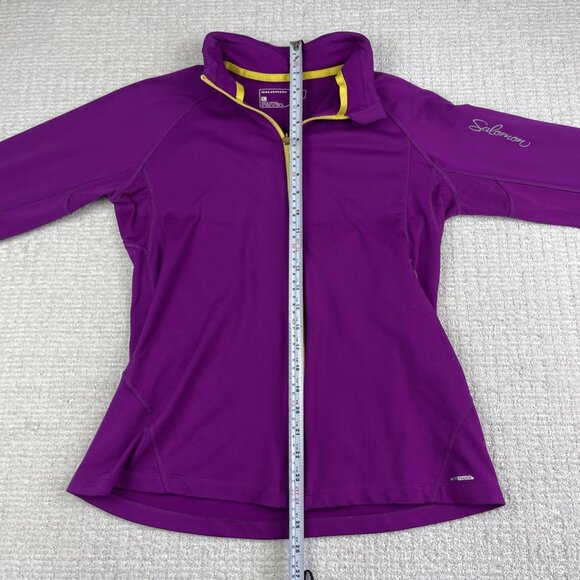 Y2K Salomon Fleece Retro Purple / Yellow Full Zip Hiking Jacket Actitherm Wom L - Picture 11 of 16